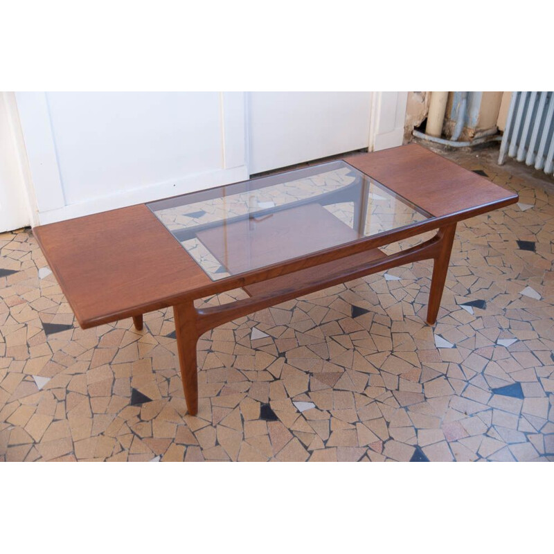 Table basse vintage par G plan en teck & verre, 1960