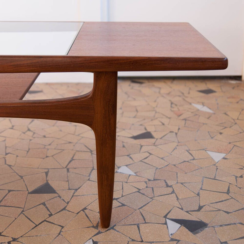 Vintage coffee table by G planin teak and glass, 1960