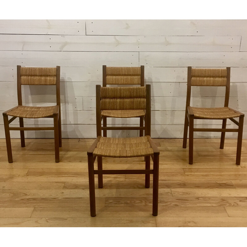 Set of 4 vintage chairs series Week-End by Pierre Gautier-Delaye, France 1950s