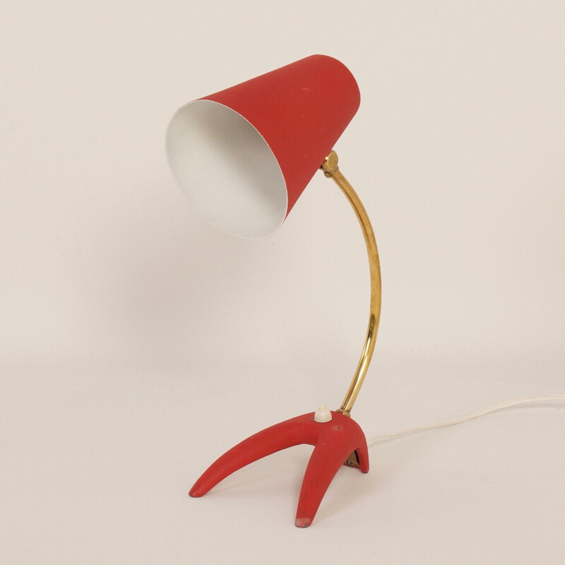 Vintage red desk lamp by Ewa Vàrnamo, Sweden 1950