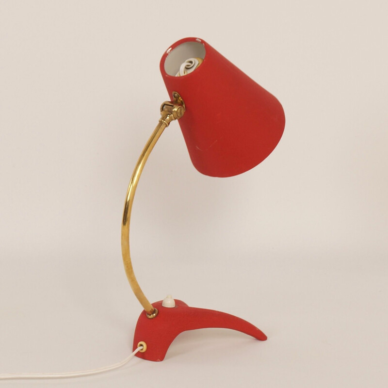 Vintage red desk lamp by Ewa Vàrnamo, Sweden 1950