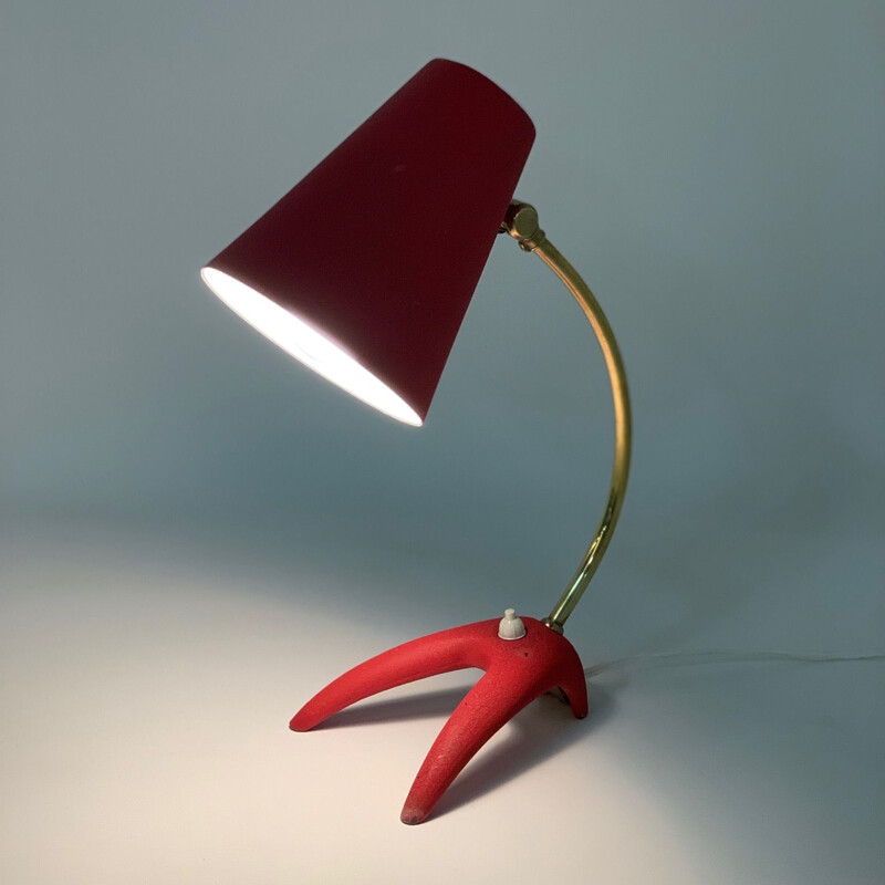 Vintage red desk lamp by Ewa Vàrnamo, Sweden 1950