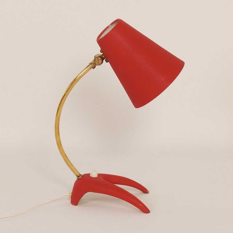 Vintage red desk lamp by Ewa Vàrnamo, Sweden 1950