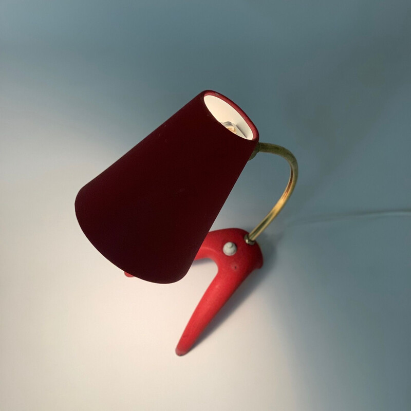 Vintage red desk lamp by Ewa Vàrnamo, Sweden 1950