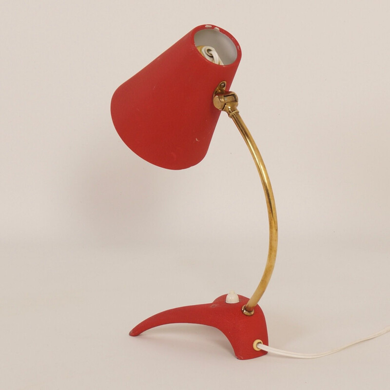 Vintage red desk lamp by Ewa Vàrnamo, Sweden 1950