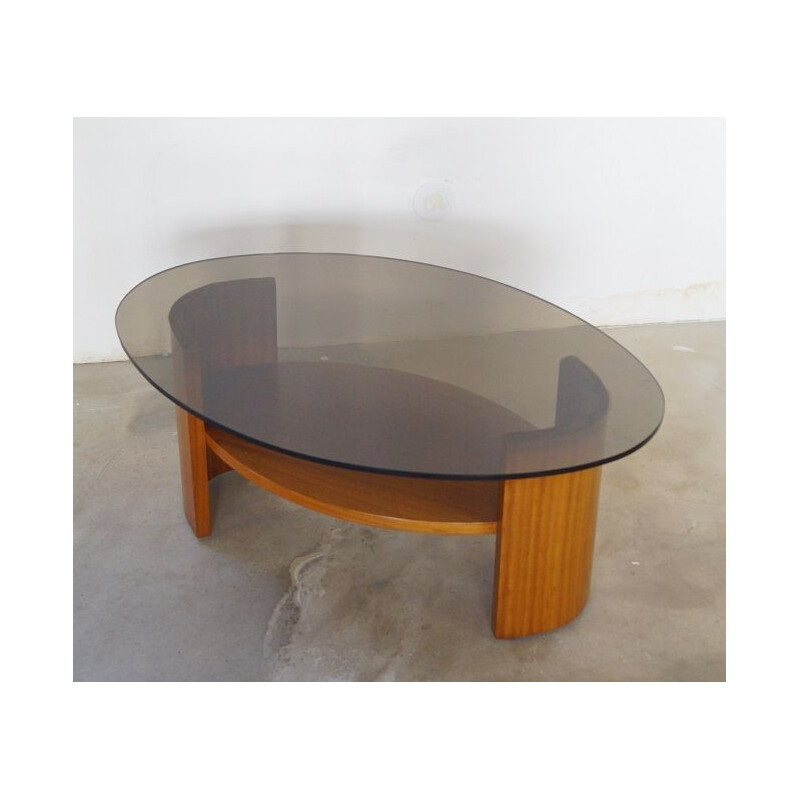 Vintage teak and glass coffee table