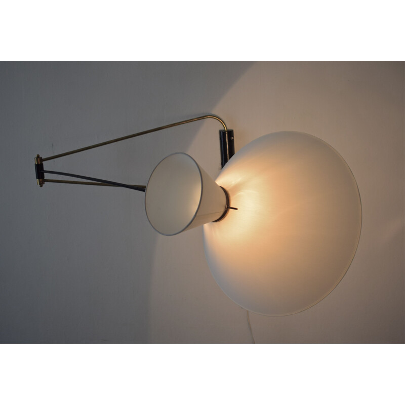 Vintage double wall lamp in brass by Robert Mathieu