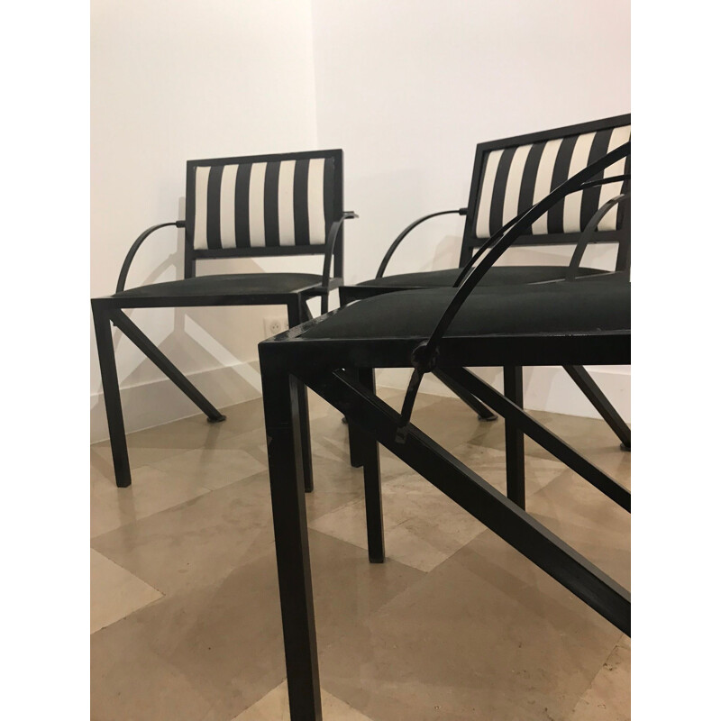 Set of 4 vintage Compass chairs by Jean-Michel Wilmotte
