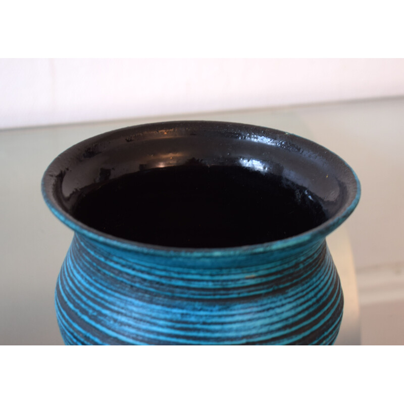 Vase vintage d'Accolay en grès bleu