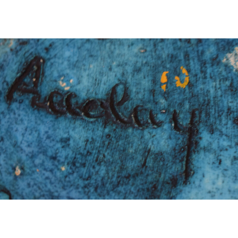 Vase vintage d'Accolay en grès bleu