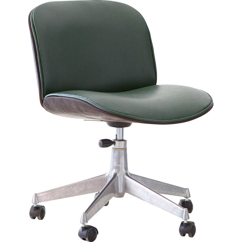 Chaise de bureau en skaï vert par Ico Parisi pour MIM Roma
