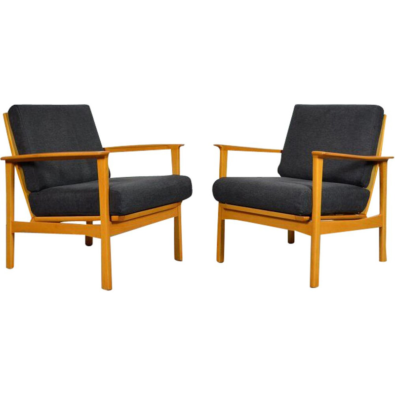 Paire de fauteuils vintage scandinave gris 1960 