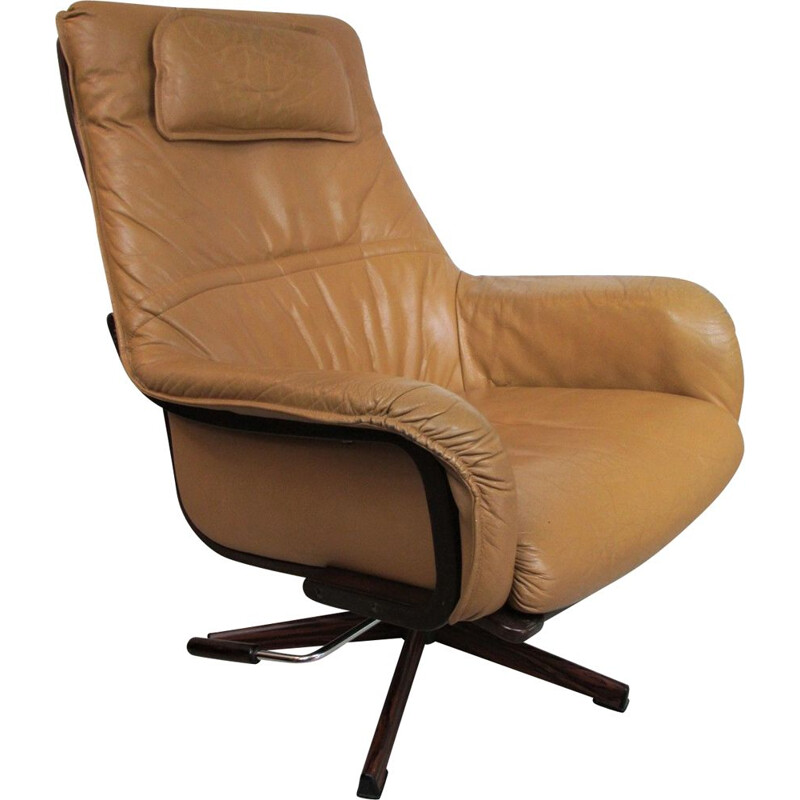 Vintage swivel Armchair in teak, Denmark, 1970s