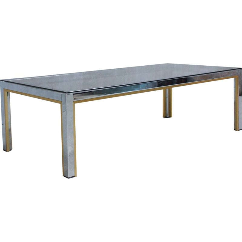 Italian chrome & glass vintage coffee table by Renato Zevi, 1970s