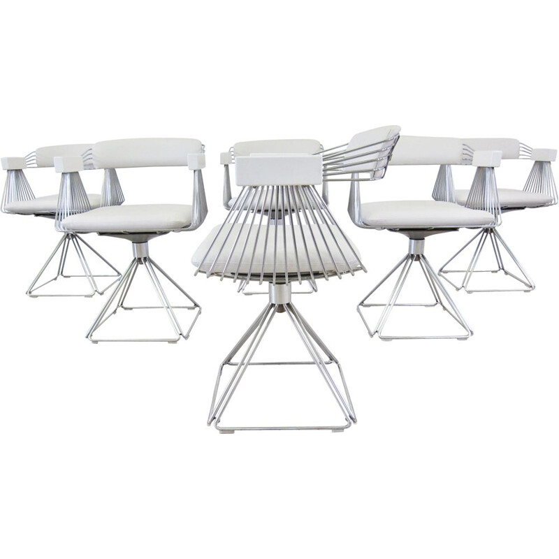 Ensemble de 6 chaises à repas vintage, Novalux, 1970