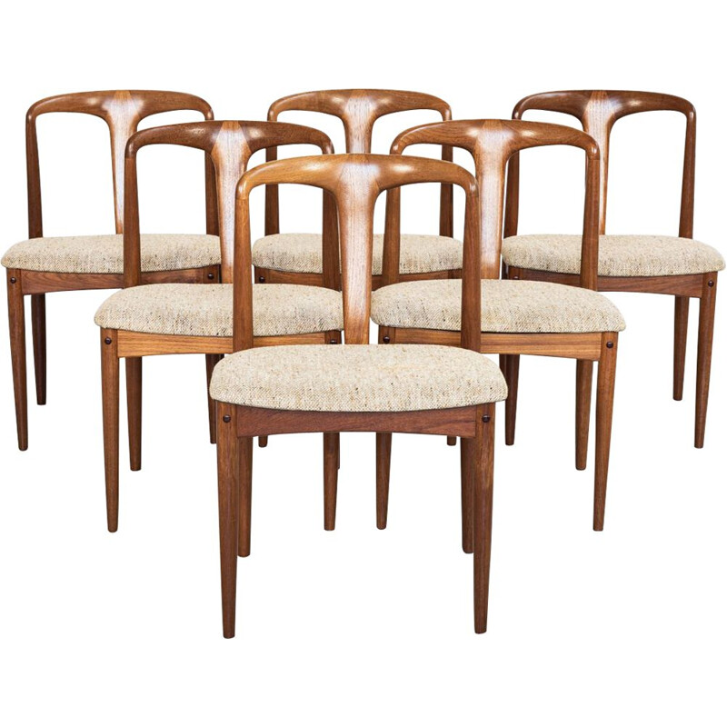 Set of 6 vintage Juliane chairs in teak by Johannes Andersen for Uldum, 1960s