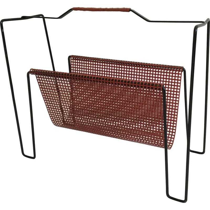 Metal vintage magazine rack by Tjerk Reijenga for Pilastro, Holland, 1950