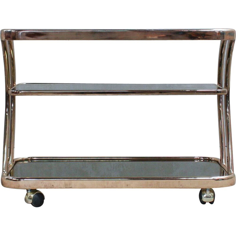 Vintage metal frame and glass trolley, Italy, 1970s