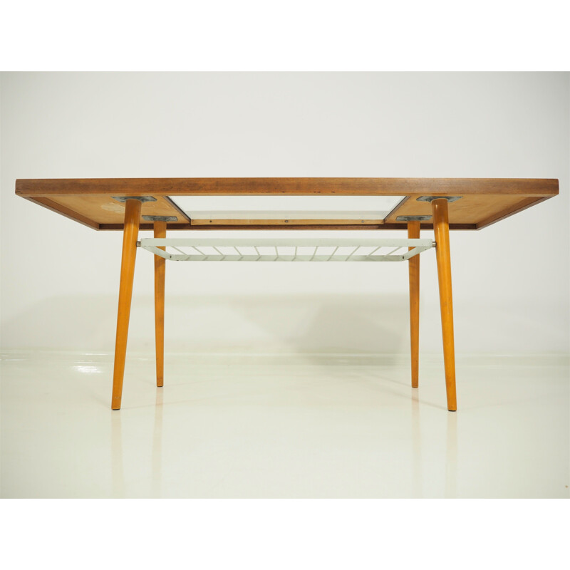 Vintage dining table in beech and mahogany