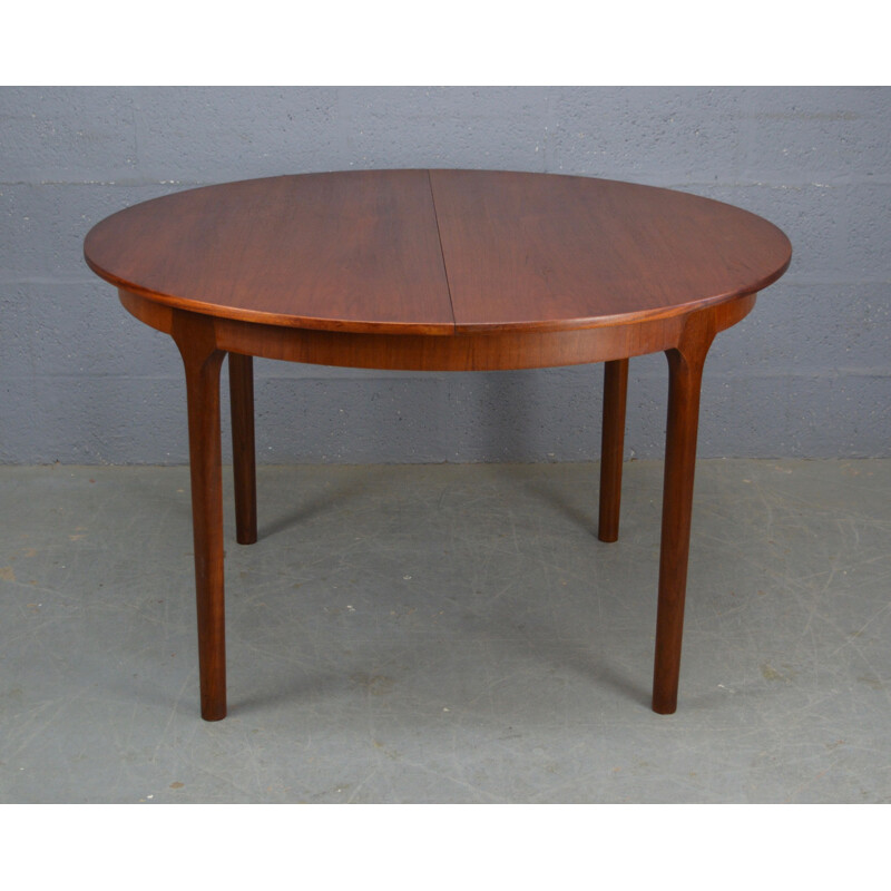 Vintage dining set with round teak dinning table and 4 chairs