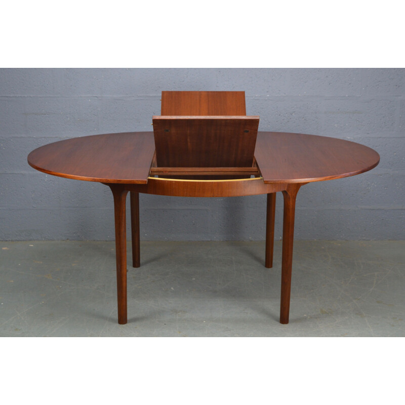 Vintage dining set with round teak dinning table and 4 chairs