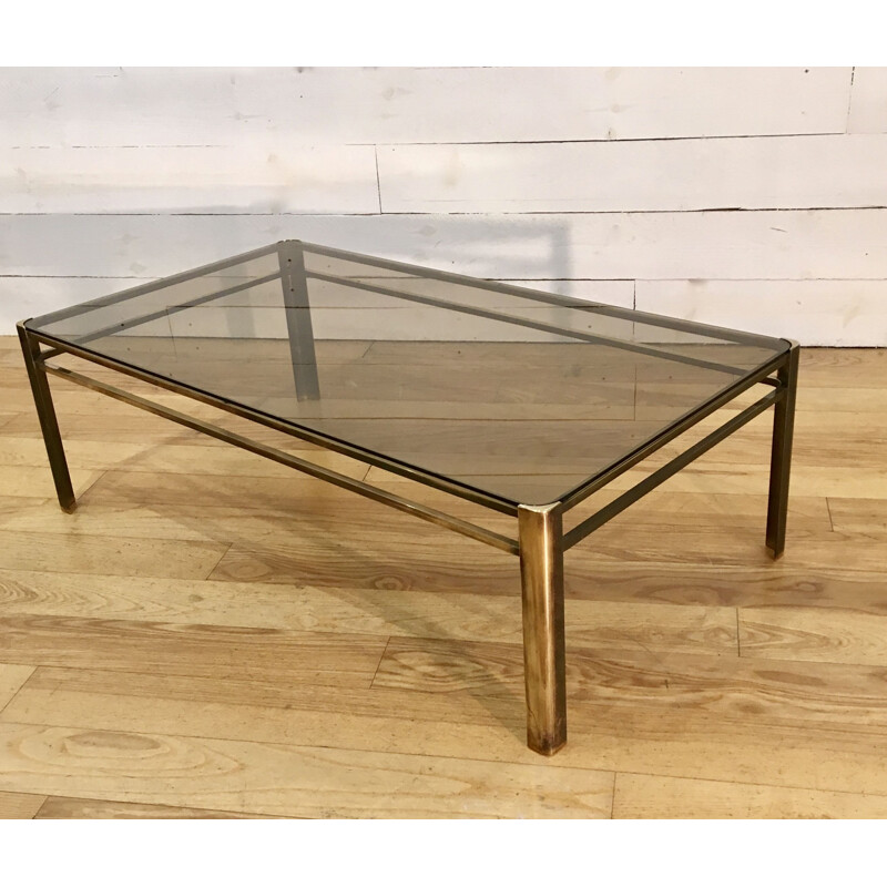 Vintage bronze coffee table by Maison Malabert, France, 1960s