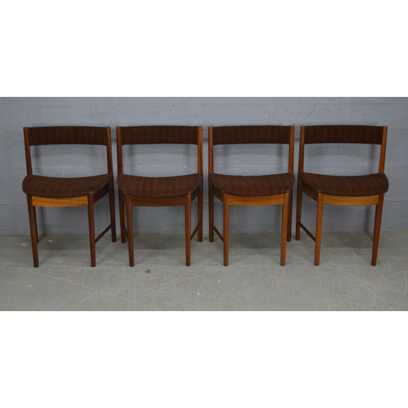 Vintage dining set with round teak dinning table and 4 chairs