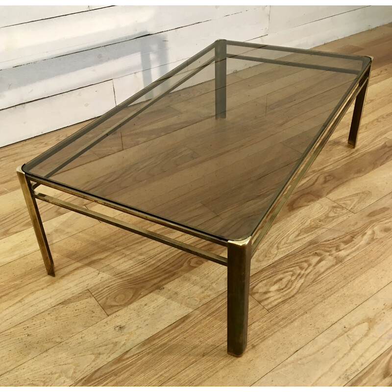 Vintage bronze coffee table by Maison Malabert, France, 1960s