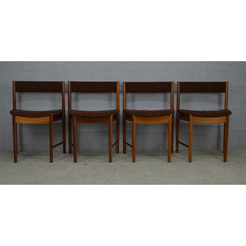 Vintage dining set with round teak dinning table and 4 chairs