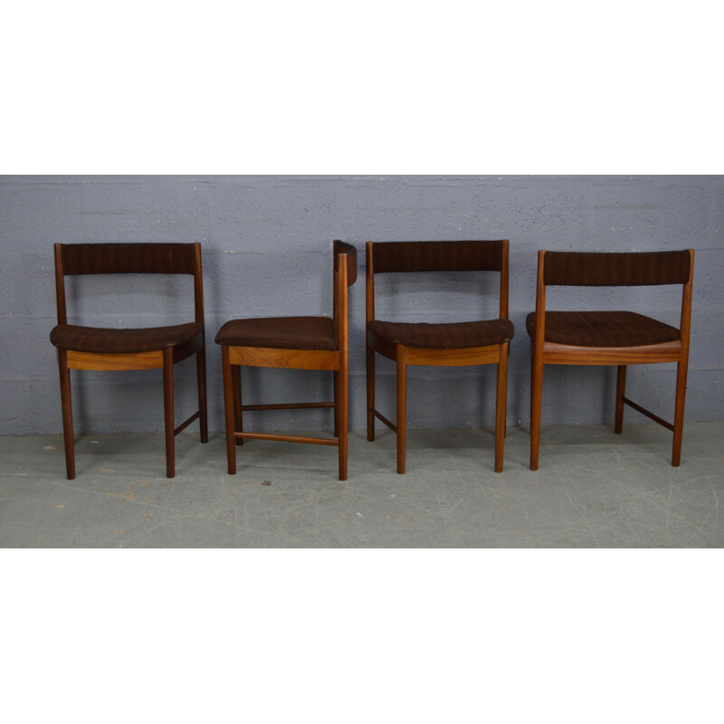 Vintage dining set with round teak dinning table and 4 chairs