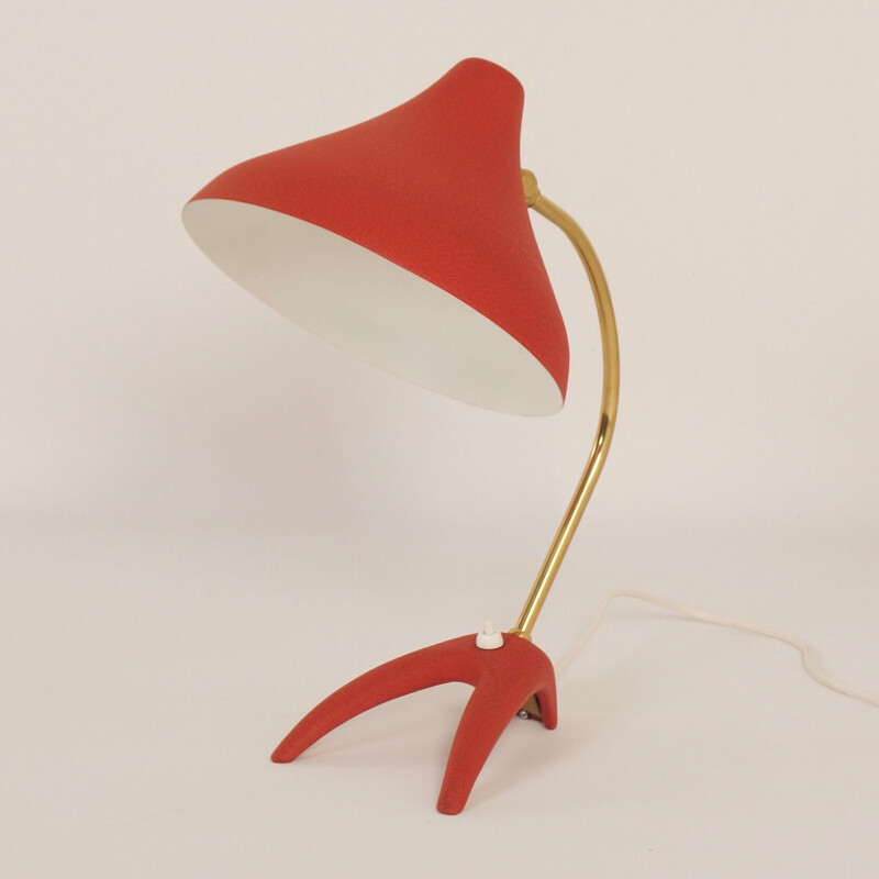 Vintage red desk lamp by Ewa Vàrnamo, Sweden 1950