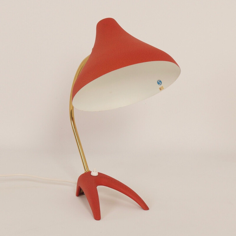 Vintage red desk lamp by Ewa Vàrnamo, Sweden 1950