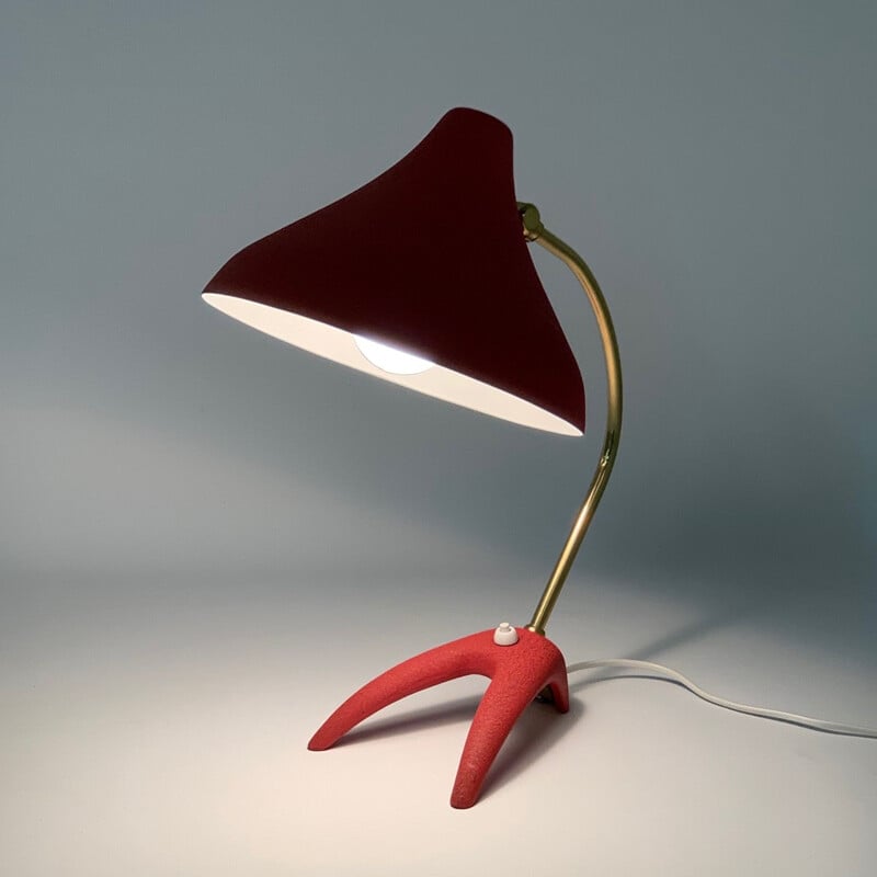 Vintage red desk lamp by Ewa Vàrnamo, Sweden 1950