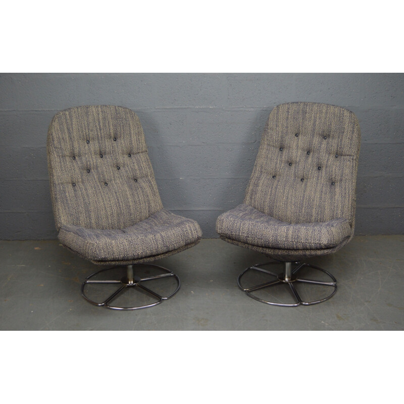 Set of 2 vintage swivel armchairs by Bruno Mathsson, 1960s