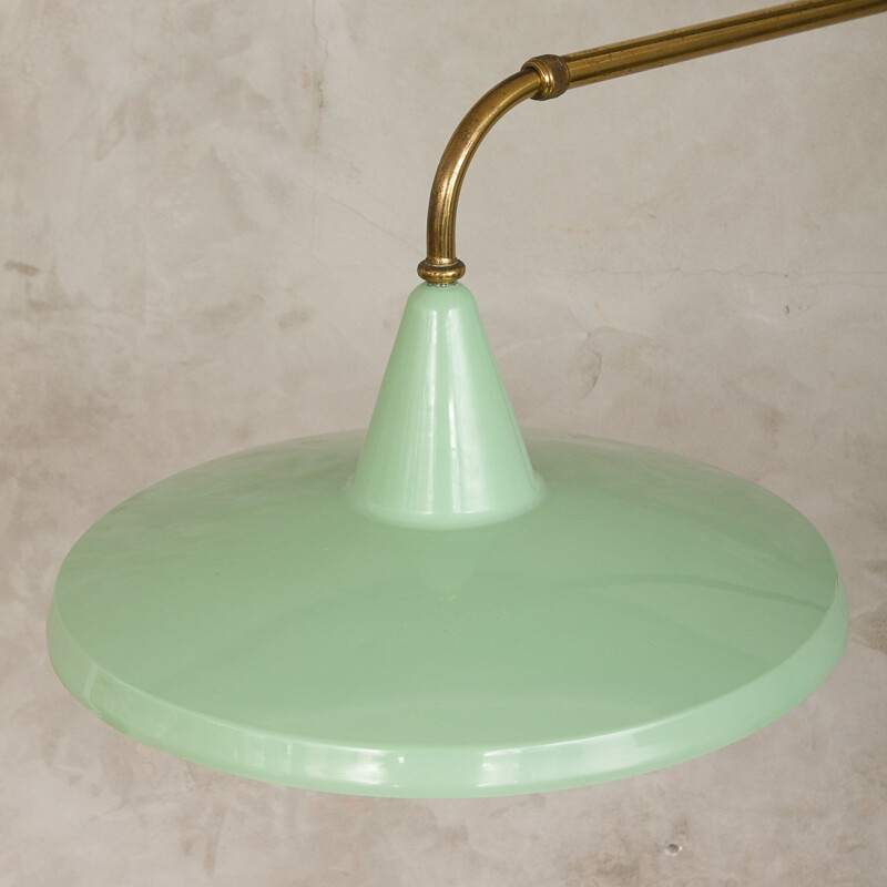 Vintage wall light in green and brass, Italy, 1950s