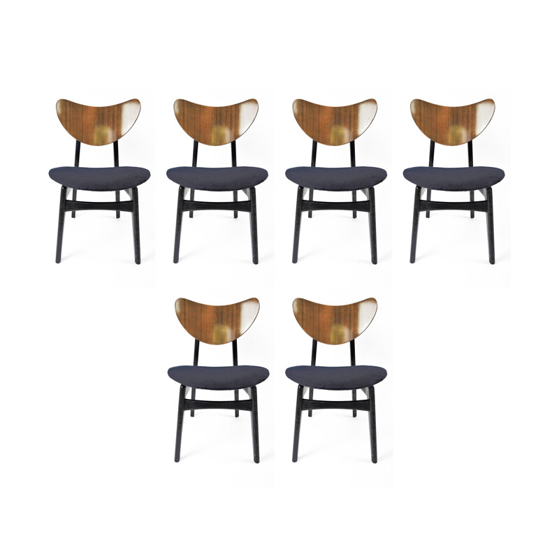 Ensemble de 6 chaises à repas vintage bleues marines par G-Plan, 1960