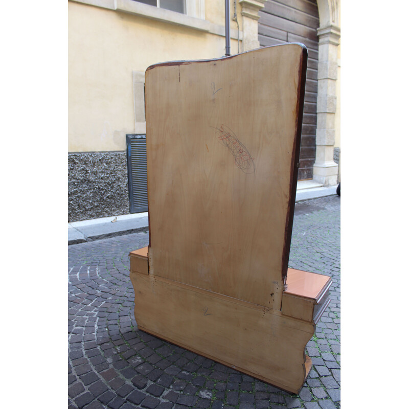 Vintage walnut and glass dressing table with mirror, Italy, 1950s 