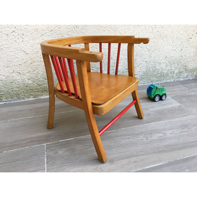 Small vintage wooden children's chair by Baumann, 1950s