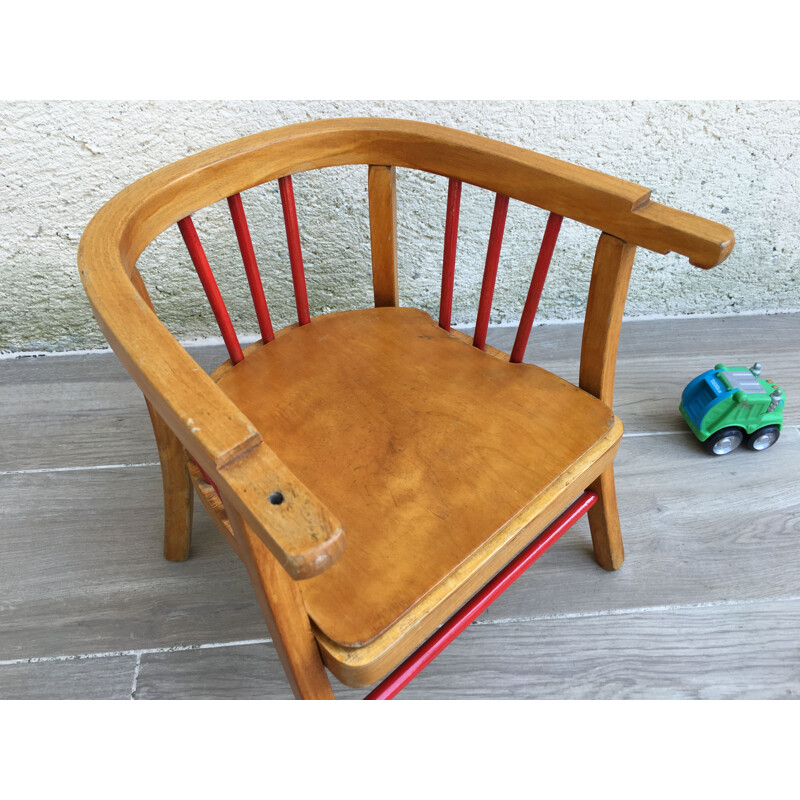 Small vintage wooden children's chair by Baumann, 1950s