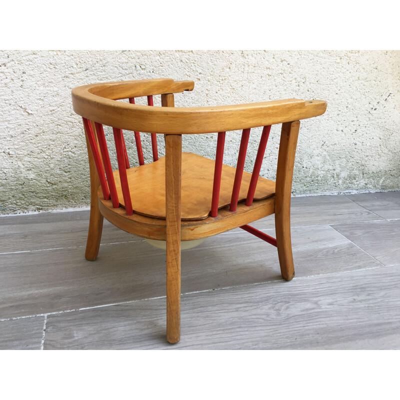 Small vintage wooden children's chair by Baumann, 1950s