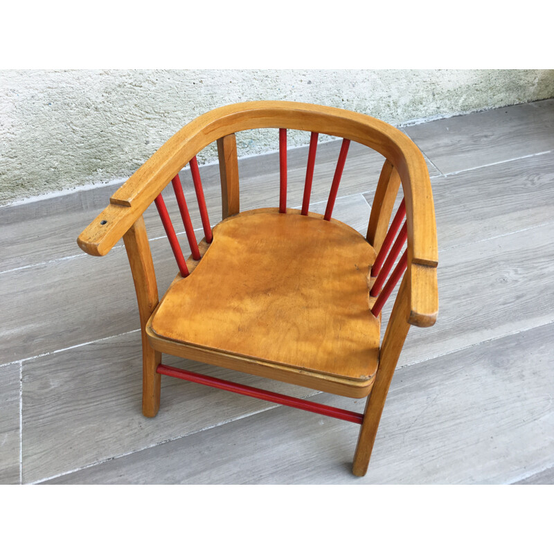 Small vintage wooden children's chair by Baumann, 1950s