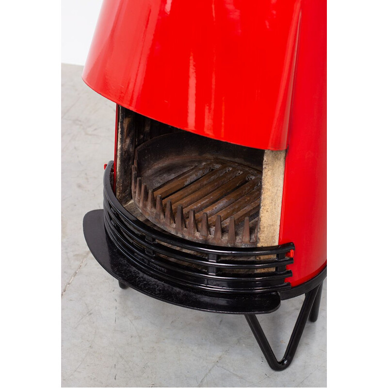 Vintage red wood stove by Hoff & Windinge for Tasso, Denmark, 1950s