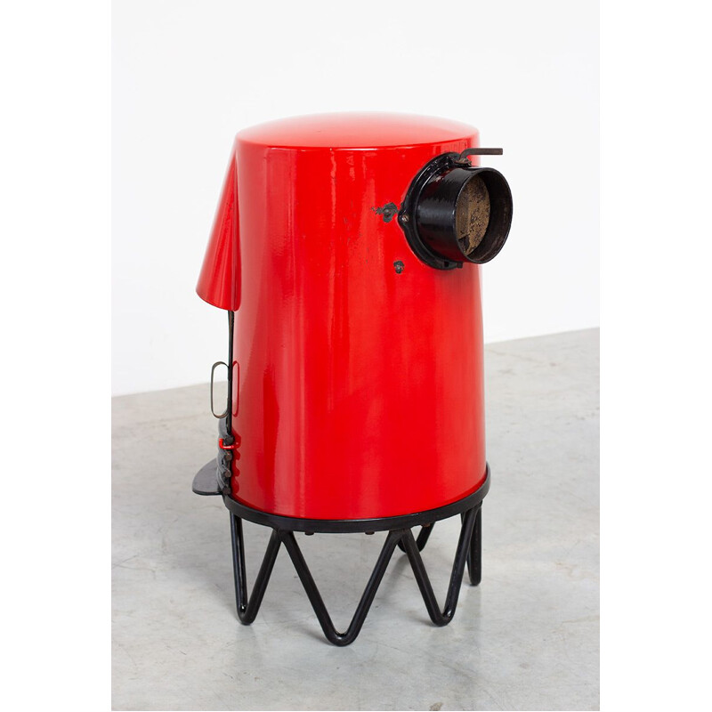 Vintage red wood stove by Hoff & Windinge for Tasso, Denmark, 1950s