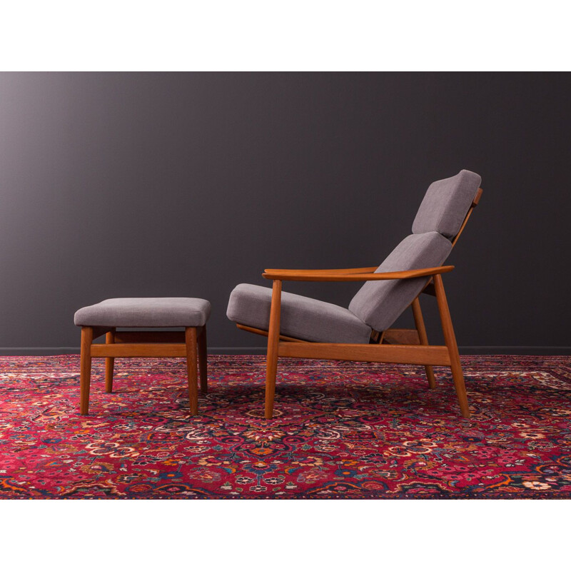 Vintage Danish Armchair with stool by Arne Vodder 1960s
