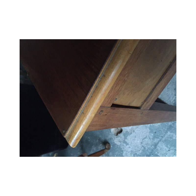 Bureau vintage en bois plaqué chêne - 1950