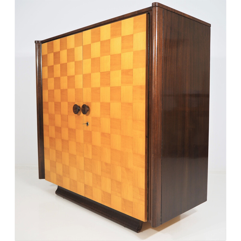 Vintage cabinet in Birch and Mahogany by Jindřich Halabala for UP Závody, 1940s