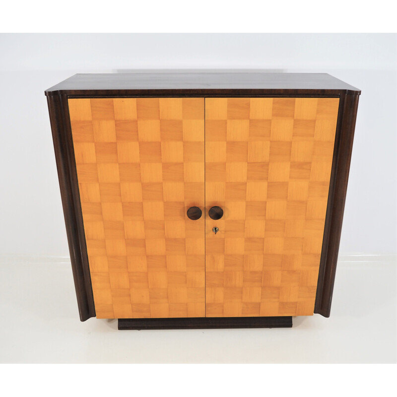 Vintage cabinet in Birch and Mahogany by Jindřich Halabala for UP Závody, 1940s