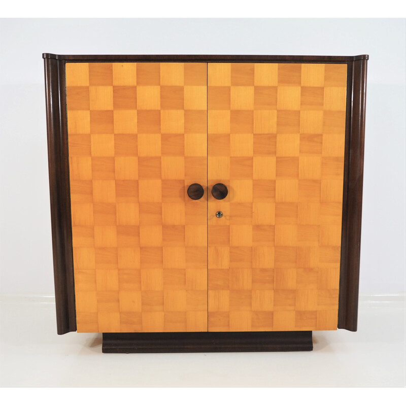 Vintage cabinet in Birch and Mahogany by Jindřich Halabala for UP Závody, 1940s