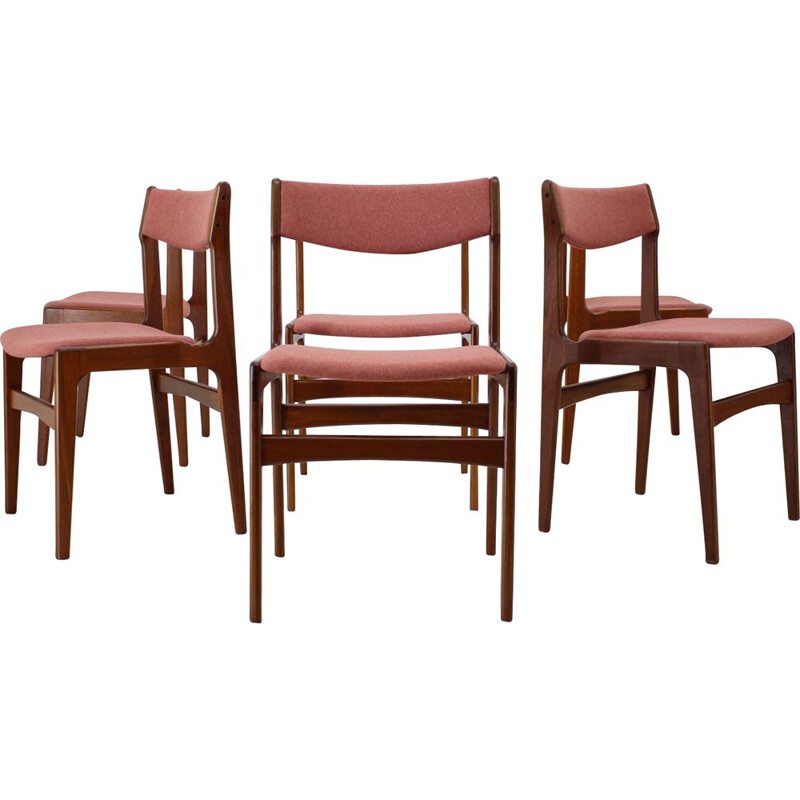 Vintage set of 6 teak dining chairs, Denmark,1960s