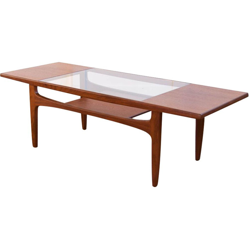 Vintage coffee table by G planin teak and glass, 1960